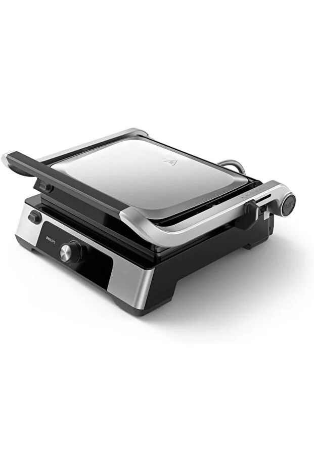 Philips Contact Grill 5000 Series - 2200W, 180 ° Flat Grilling, Removable Plates, Silver - Hd6301/90