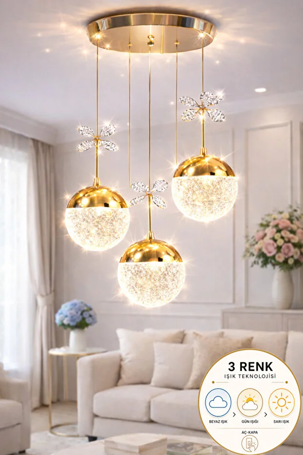 Luna Lighting  Grate Model Gold Plated 3 Colors Living Room Kitchen Sitting Room LED Sport Modern Pendant Chandelier