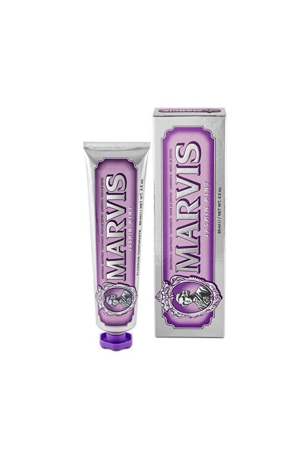 Watsons Marvis Jasmine Mint Toothpaste 85 ml provides long-lasting freshness and protection against plaque and bacteria.