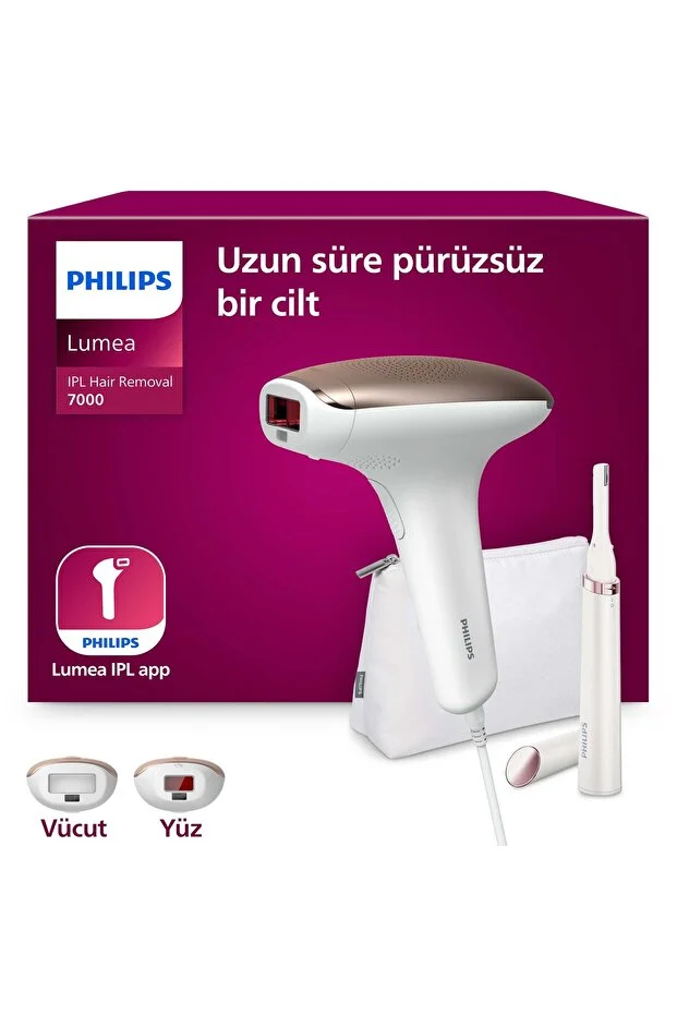 Philips Lumea 7000 Series BRI921/00 IPL Hair Removal, Hair Trimmer, for Body and Face, 2 Heads, Carrying Case